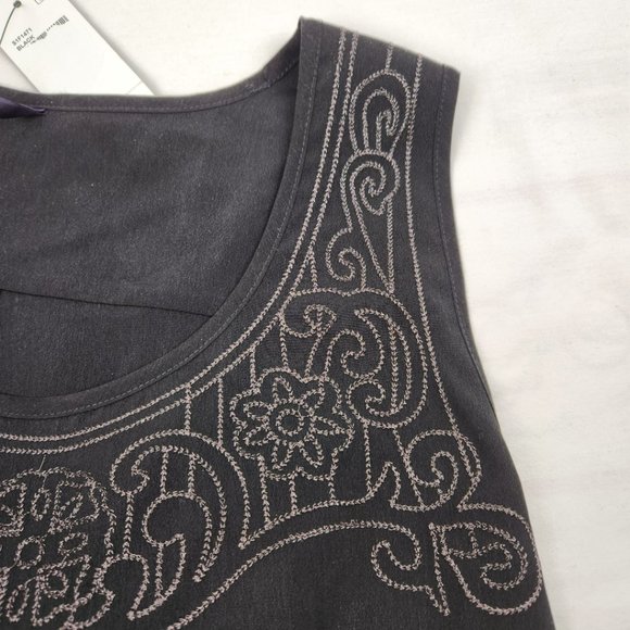 NYDJ Black Tank Top Embroidered Yolk Flowy Size S NWT - Picture 10 of 10